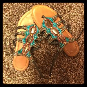 Size 7.5 beaded sandals